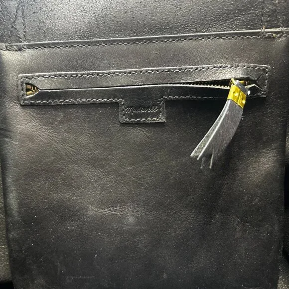 EUC Madewell Large Transport Black & Saddle Brown Leather Tote Bag Carryall - Picture 5 of 6